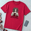 Not Now I’m Counting Medusa Knitting T-Shirt - Red unfolded t-shirt mockup