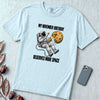 November Birthday Astronaut T-Shirt, Deserves More Space - Chambray unfolded t-shirt mockup