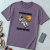 November Birthday Astronaut T-Shirt, Deserves More Space - Grape unfolded t-shirt mockup