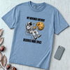 November Birthday Astronaut T-Shirt, Deserves More Space - Washed Denim unfolded t-shirt mockup
