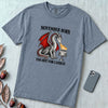 November Born Dragon T-Shirt, Too Hot For Candles - Blue Jean unfolded t-shirt mockup