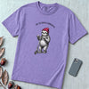 Off to Cause a Kerfuffle — Funny Sloth Scooter T-Shirt - Violet unfolded t-shirt mockup