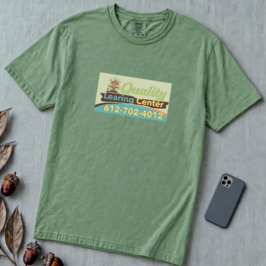 Original Minnesota Meme Shirt, Quality Learing Center Tee - Light Green unfolded t-shirt mockup