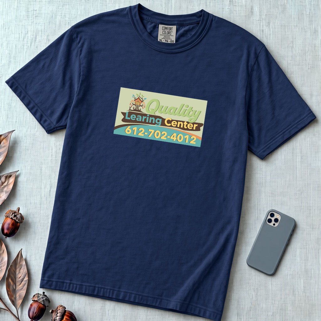 Original Minnesota Meme Shirt, Quality Learing Center Tee - True Navy unfolded t-shirt mockup
