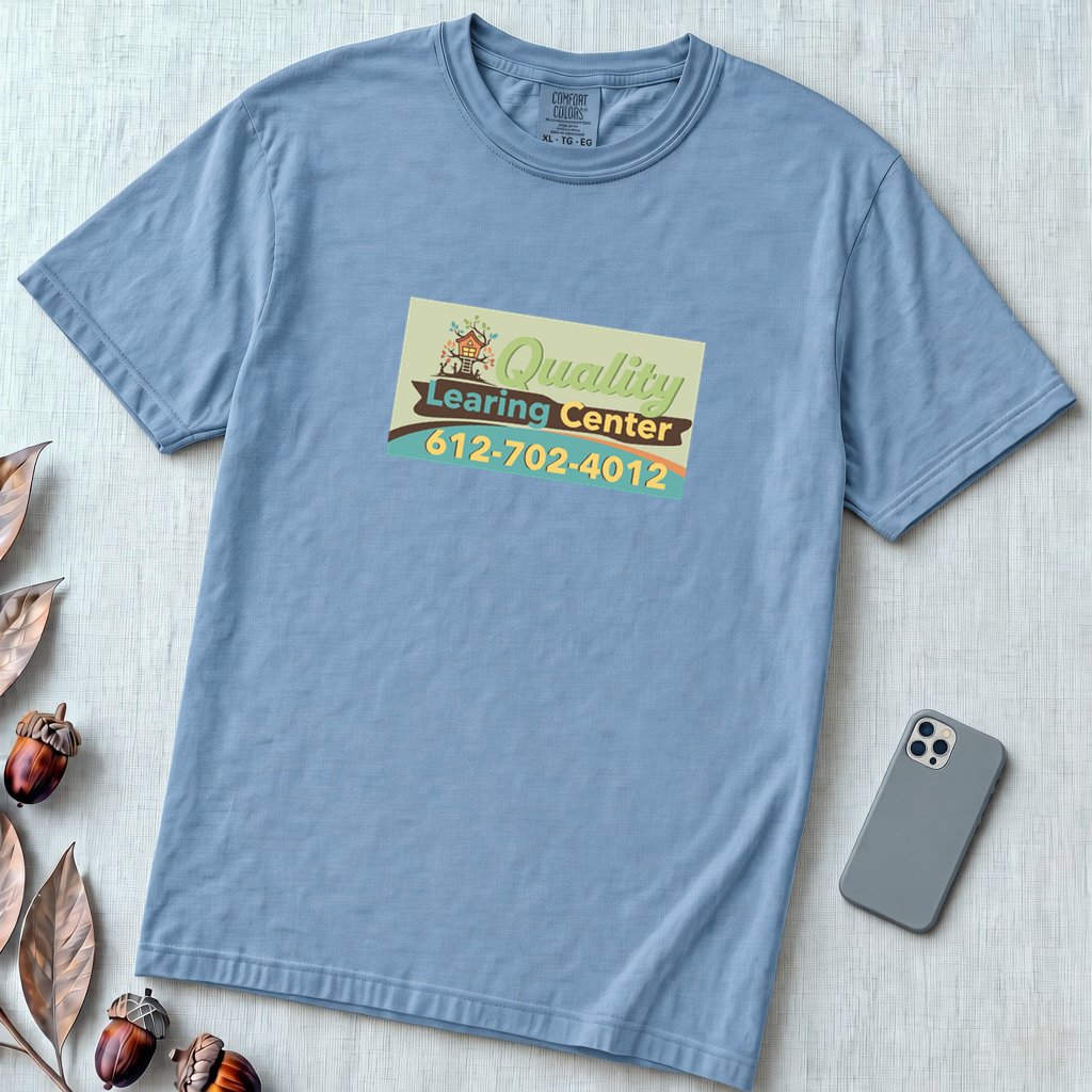 Original Minnesota Meme Shirt, Quality Learing Center Tee - Washed Denim unfolded t-shirt mockup