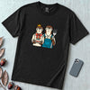Otter Birthday Cake T-Shirt, Classic Painting Parody T-Shirt - Black unfolded t-shirt mockup