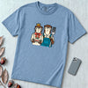Otter Birthday Cake T-Shirt, Classic Painting Parody T-Shirt - Washed Denim unfolded t-shirt mockup
