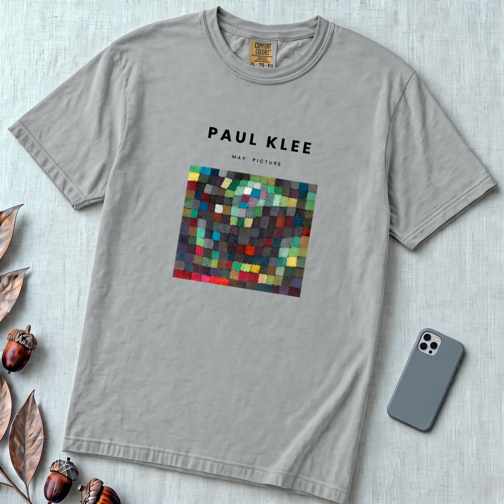 Paul Klee “May Picture” Abstract Art T-Shirt - Granite unfolded t-shirt mockup