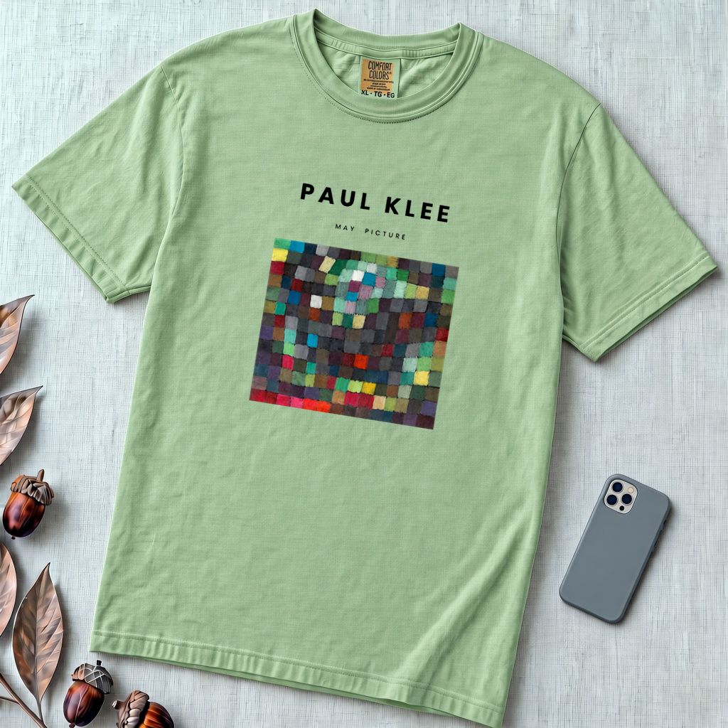 Paul Klee “May Picture” Abstract Art T-Shirt - Light Green unfolded t-shirt mockup