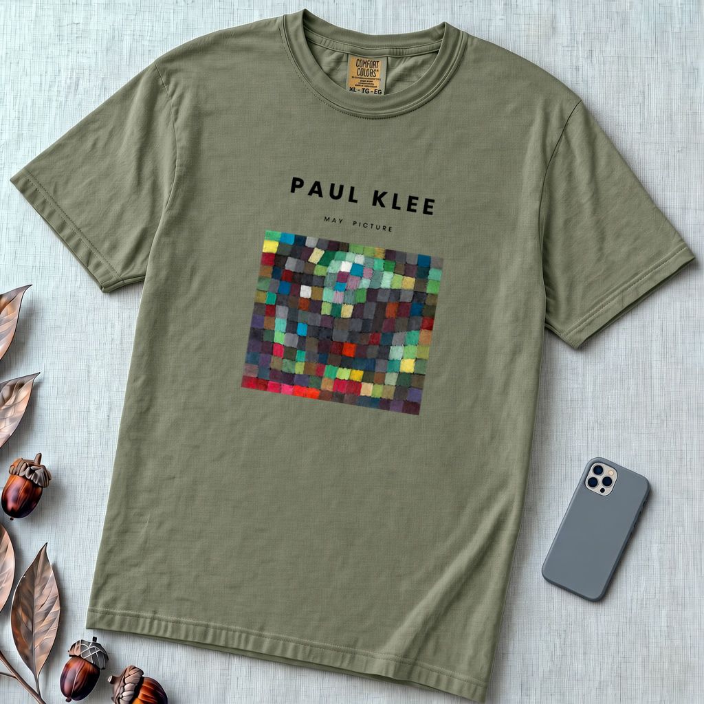 Paul Klee “May Picture” Abstract Art T-Shirt - Moss unfolded t-shirt mockup