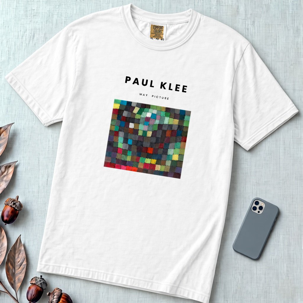 Paul Klee “May Picture” Abstract Art T-Shirt - White unfolded t-shirt mockup