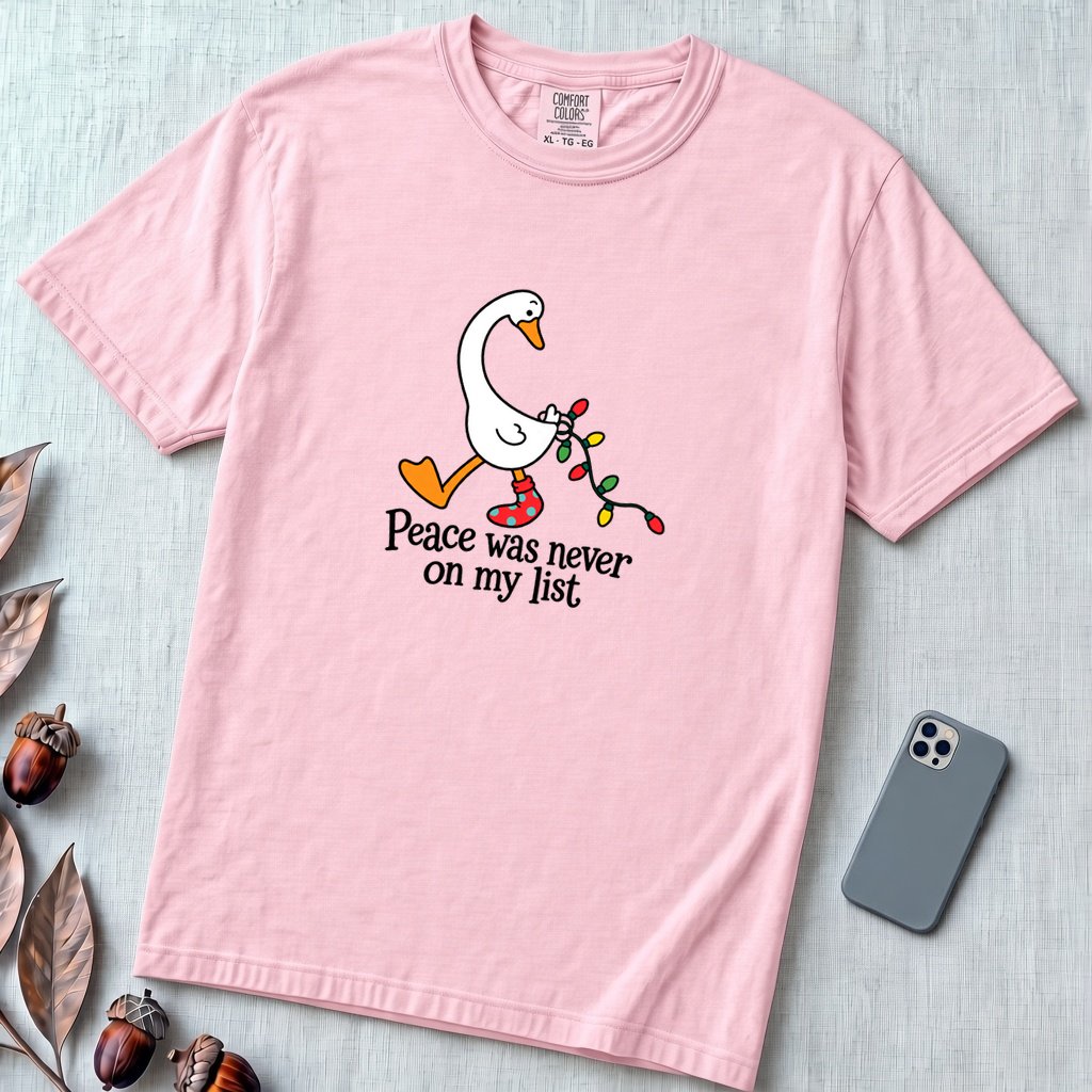 Peace Was Never On My List Christmas Goose T-Shirt - Blossom unfolded t-shirt mockup