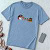 Pirate Snowman Chomping Carrot Christmas T-Shirt - Washed Denim unfolded t-shirt mockup