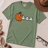 Pixel Pumpkin Ghost T-Shirt, Funny Pumpkin PacMan Tee - Light Green unfolded t-shirt mockup