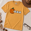 Pixel Pumpkin Ghost T-Shirt, Funny Pumpkin PacMan Tee - Mustard unfolded t-shirt mockup