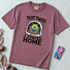 Plot Twist: I Stayed Home T-Shirt, Alien Reading Tee - Berry unfolded t-shirt mockup