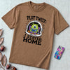 Plot Twist: I Stayed Home T-Shirt, Alien Reading Tee - Espresso unfolded t-shirt mockup