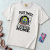 Plot Twist: I Stayed Home T-Shirt, Alien Reading Tee - White unfolded t-shirt mockup