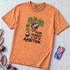 Pour Yourself A Cup Of Ambition T-Shirt, Dolly Parton 9 to 5 Tee - Terracotta unfolded t-shirt mockup