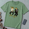 Pulp Fiction Inspired Dancing Frogs T-Shirt, John Travolta Uma Thurman dance parody - Light Green unfolded t-shirt mockup