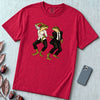 Pulp Fiction Inspired Dancing Frogs T-Shirt, John Travolta Uma Thurman dance parody - Red unfolded t-shirt mockup