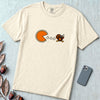 Pumpkin Pie vs Turkey – Thanksgiving Arcade T-Shirt, Pac man style - Ivory unfolded t-shirt mockup