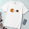 Pumpkin Pie vs Turkey – Thanksgiving Arcade T-Shirt, Pac man style - White unfolded t-shirt mockup