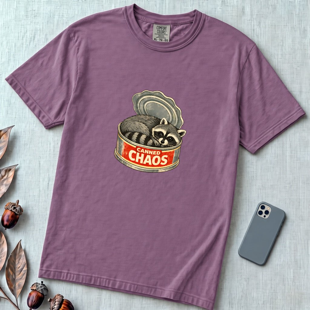 Raccoon Shirt, Funny trashed panda t-shirt - Berry unfolded t-shirt mockup