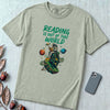 Reading Is Out of This World - Astronaut & Alien Reader T-Shirt - Bay unfolded t-shirt mockup