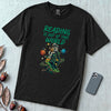 Reading Is Out of This World - Astronaut & Alien Reader T-Shirt - Black unfolded t-shirt mockup