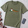 Reindeer Snowman Arcade Inspired T-Shirt - Sage unfolded t-shirt mockup