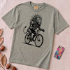Robot Lion riding bicycle T-Shirt, Cyberpunk Cycling Gift - Granite unfolded t-shirt mockup