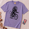 Robot Lion riding bicycle T-Shirt, Cyberpunk Cycling Gift - Violet unfolded t-shirt mockup