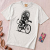Robot Lion riding bicycle T-Shirt, Cyberpunk Cycling Gift - White unfolded t-shirt mockup