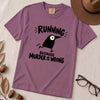 Running Because Murder Is Wrong Crow T-Shirt - Berry unfolded t-shirt mockup