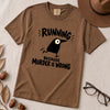 Running Because Murder Is Wrong Crow T-Shirt - Espresso unfolded t-shirt mockup