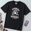Running Because Murder Is Wrong T-Shirt, Funny Running Tee with Rabbit - Black unfolded t-shirt mockup