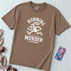 Running Because Murder Is Wrong T-Shirt, Funny Running Tee with Rabbit - Espresso unfolded t-shirt mockup