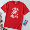 Running Because Murder Is Wrong T-Shirt, Funny Running Tee with Rabbit - Red unfolded t-shirt mockup