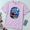 Santa Starry Night Christmas T-Shirt, Van Gogh Inspired Tee - Orchid unfolded t-shirt mockup