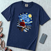 Santa Starry Night Christmas T-Shirt, Van Gogh Inspired Tee - True Navy unfolded t-shirt mockup