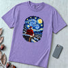 Santa Starry Night Christmas T-Shirt, Van Gogh Inspired Tee - Violet unfolded t-shirt mockup