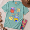 Sardines & Lemons T-Shirt, Foodie Tee - Lagoon Blue unfolded t-shirt mockup