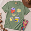 Sardines & Lemons T-Shirt, Foodie Tee - Light Green unfolded t-shirt mockup