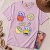 Sardines & Lemons T-Shirt, Foodie Tee - Orchid unfolded t-shirt mockup