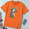Shark Playing Bass Guitar T-Shirt - Burnt Orange unfolded t-shirt mockup