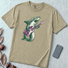 Shark Playing Bass Guitar T-Shirt - Khaki unfolded t-shirt mockup