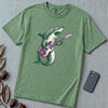 Shark Playing Bass Guitar T-Shirt - Light Green unfolded t-shirt mockup