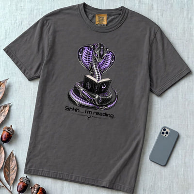 Shhh… I’m Reading Cobra T-Shirt - Graphite unfolded t-shirt mockup