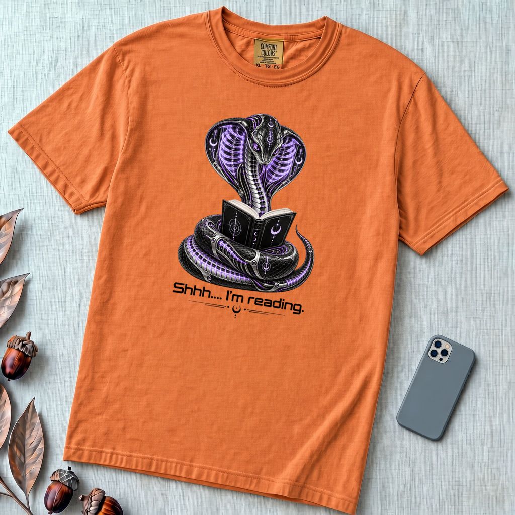 Shhh… I’m Reading Cobra T-Shirt - Yam unfolded t-shirt mockup